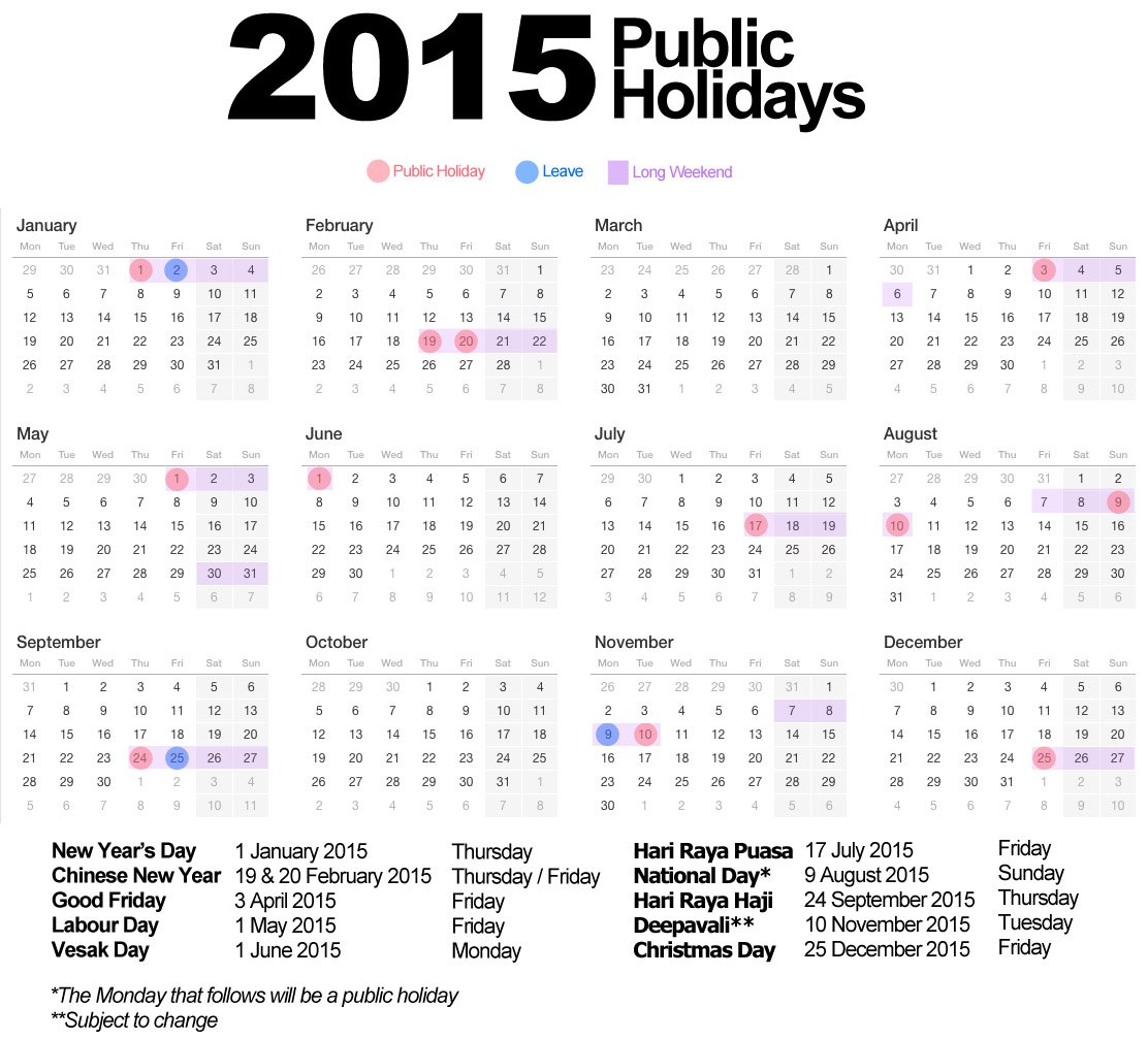 2015 holiday calendar