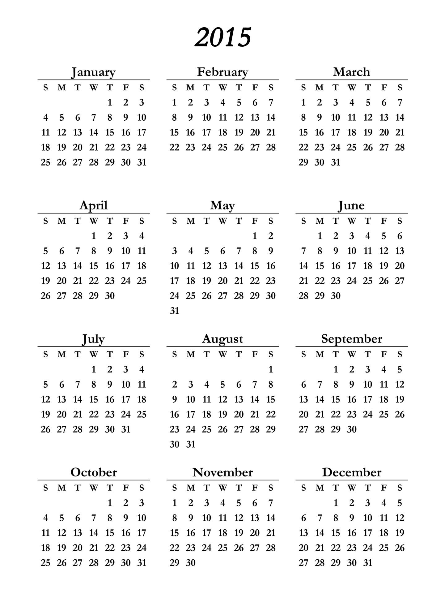 Printable 2015 Calendar, Pictures, Images