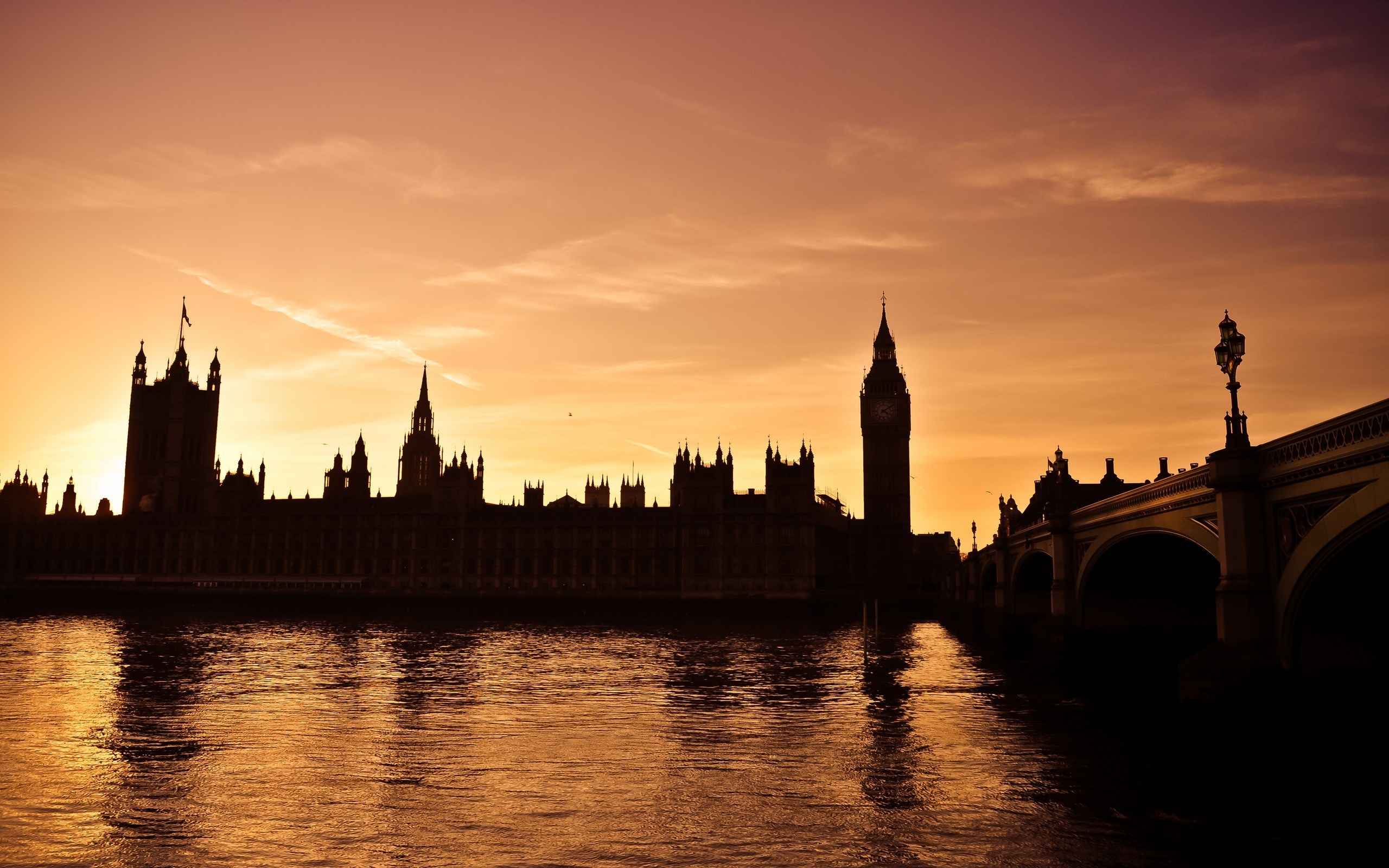 Download wallpapers London, evening, sunset, Tower Bridge 