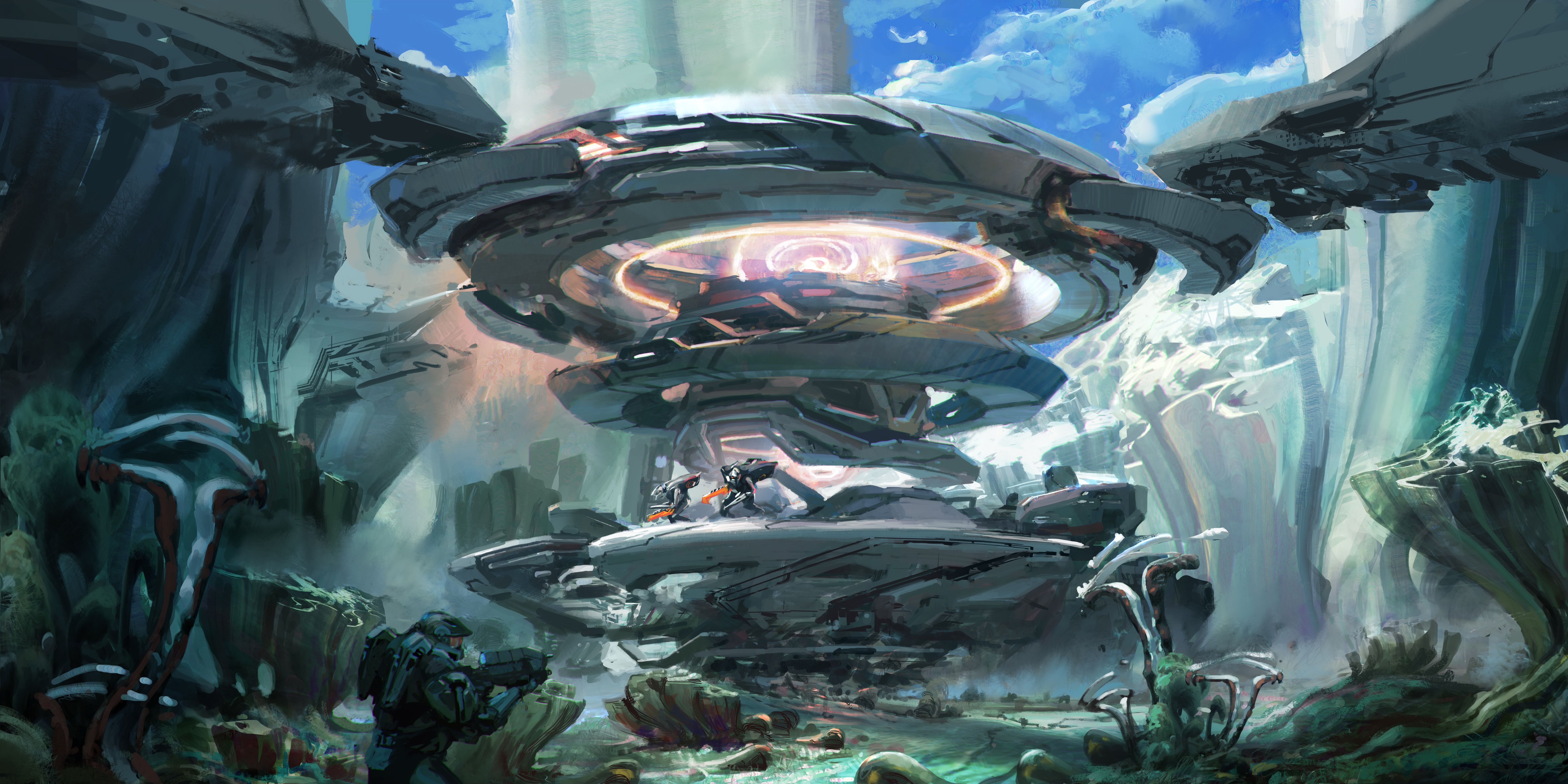 Sci fi games. Хало 5 концепт арт. Halo 5 Guardians Concept Art. Halo 5 локации. Хейло концепт арт.